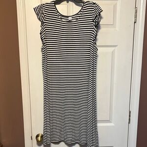 Old Navy Black and White Striped Midi Dress